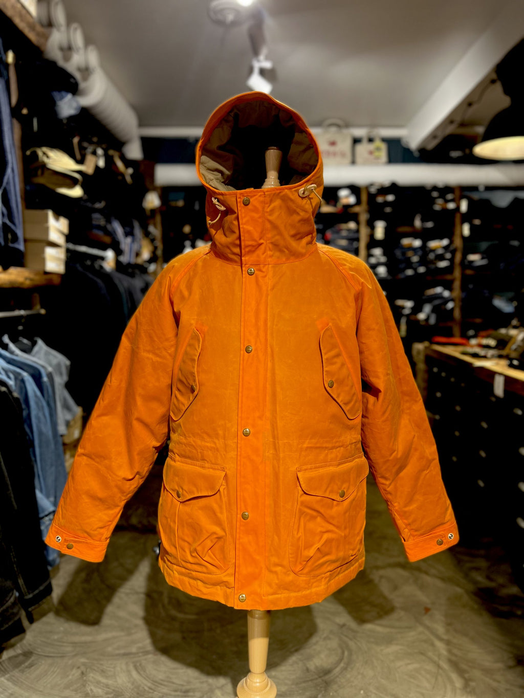 MANIFATTURA CECCARELLI - DOWN PARKA JACKET WAXED CANVAS 7026-WX ORANGE