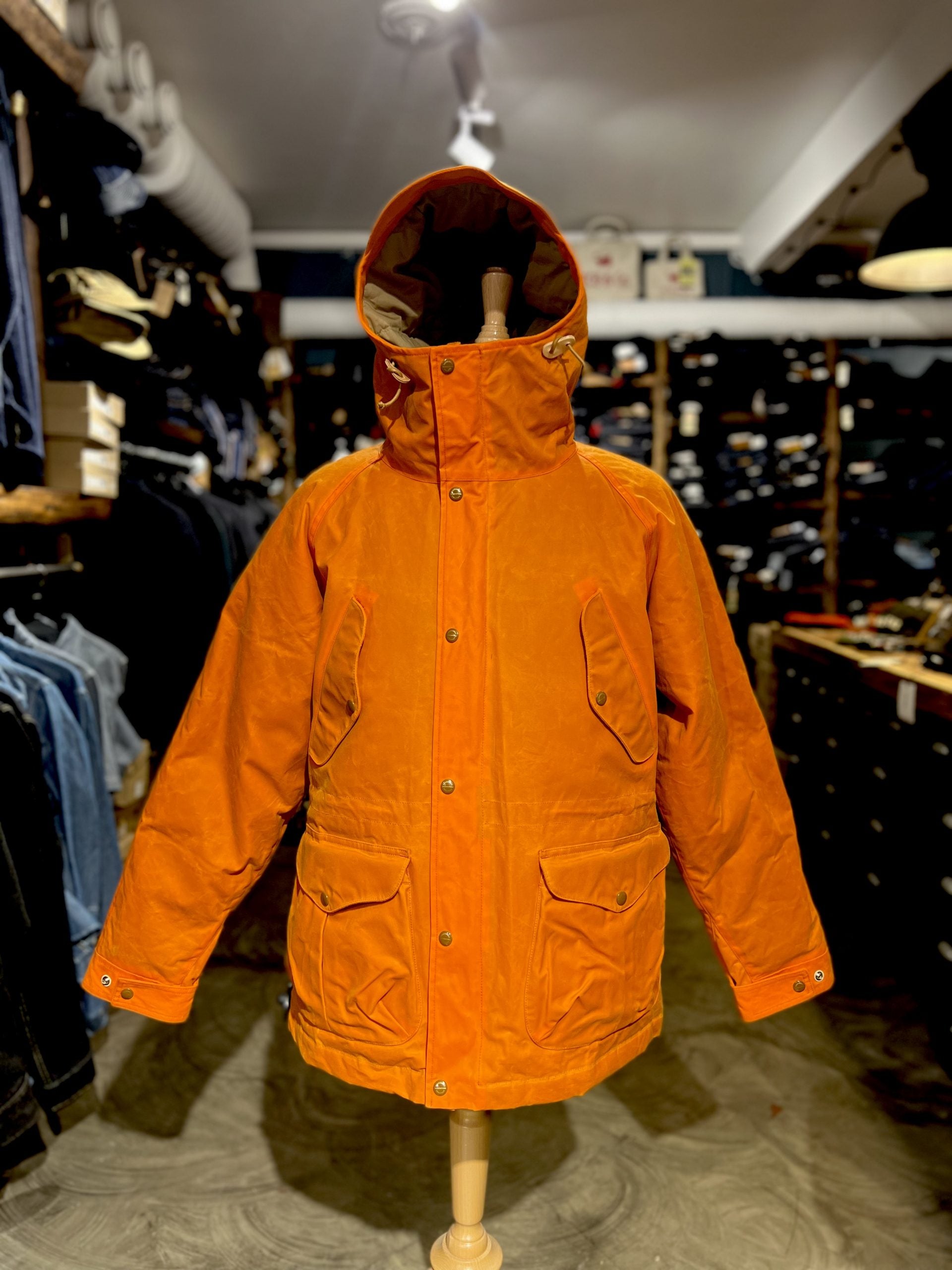 MANIFATTURA CECCARELLI - DOWN PARKA JACKET WAXED CANVAS 7026-WX ORANGE