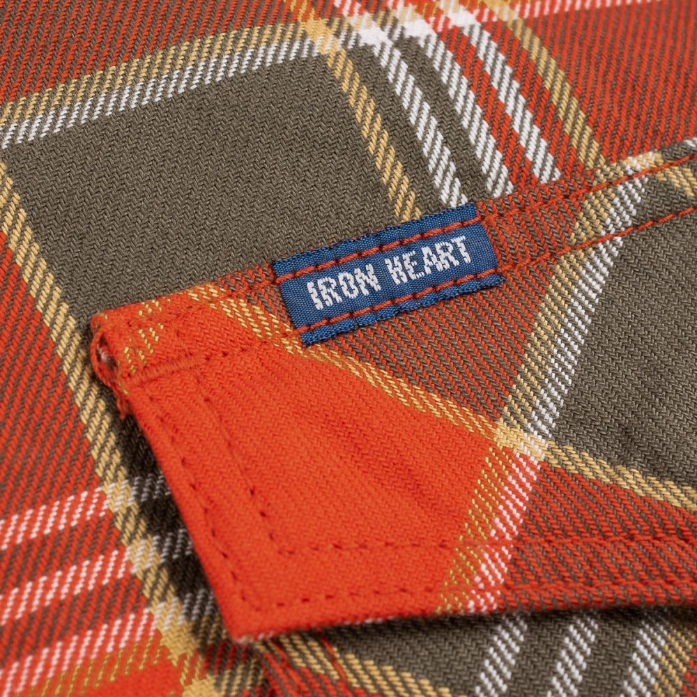 Iron Heart IHSH-318-Red 6oz Viyella Check Western Shirt