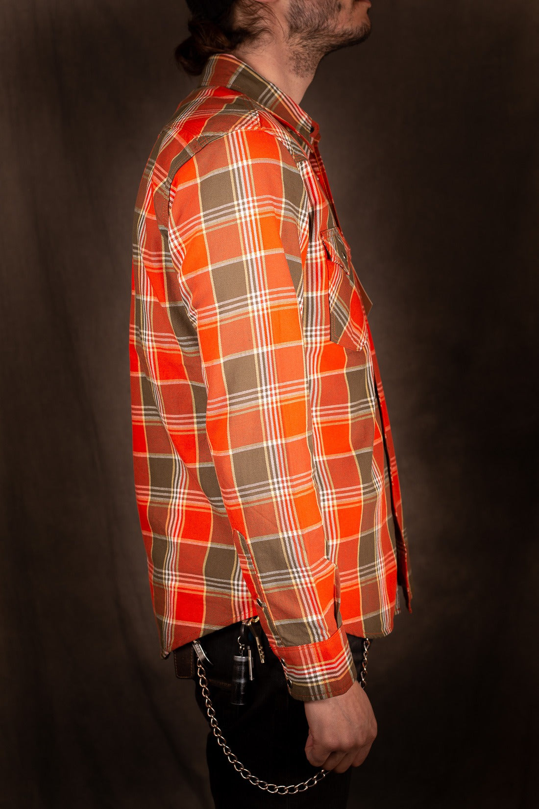 Iron Heart IHSH-318-Red 6oz Viyella Check Western Shirt