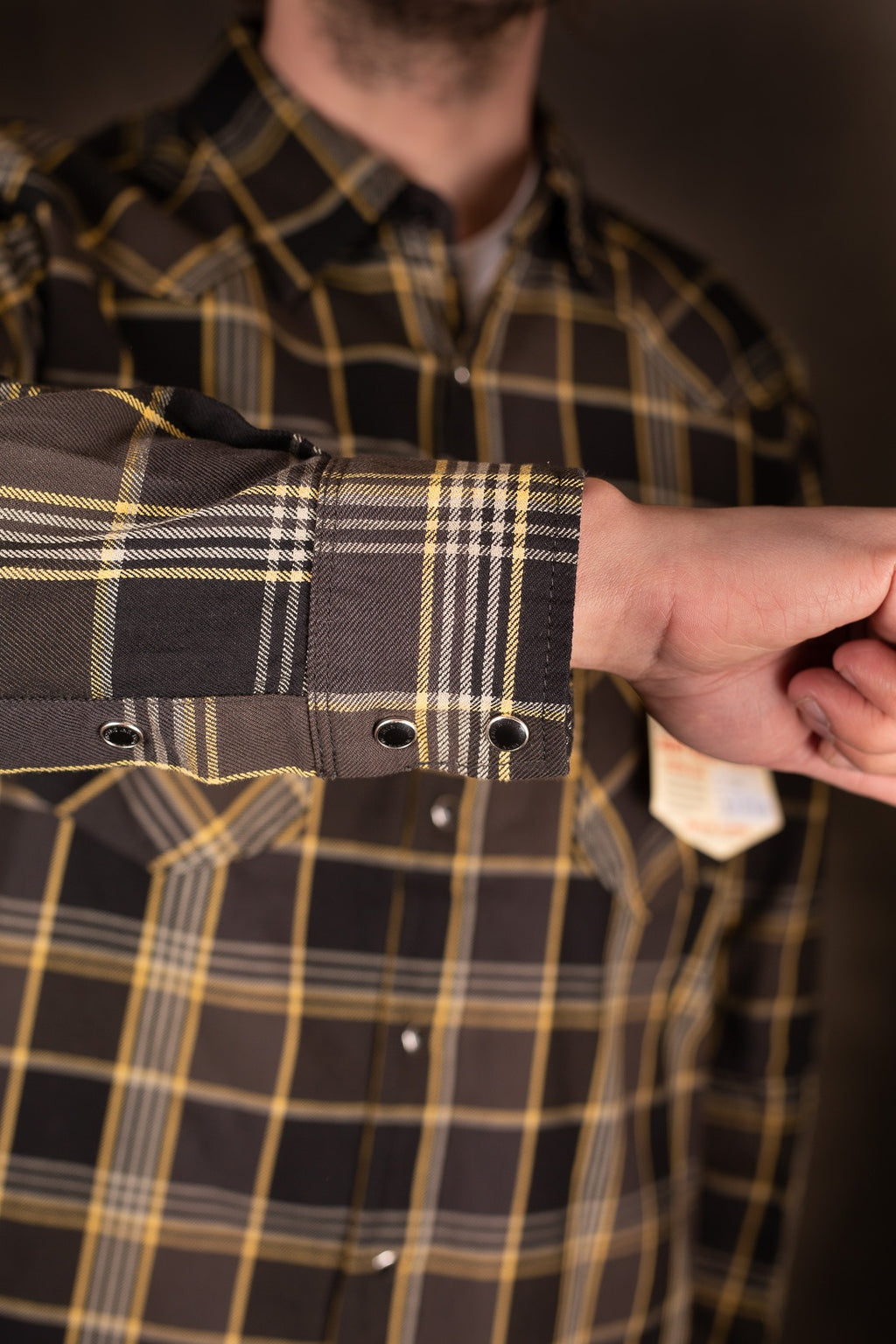 Iron Heart IHSH-318-Blk 6oz Viyella Check Western Shirt