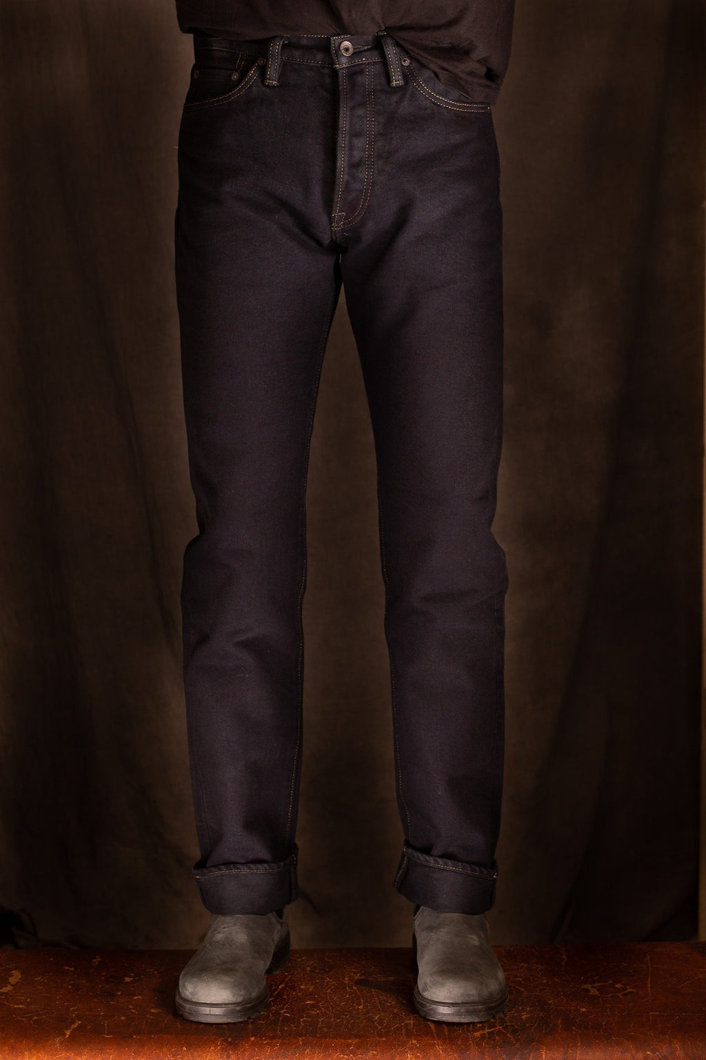IH-888S-21od  21oz Selvedge Denim Tapered Cut Jeans - Indigo Overdyed Black