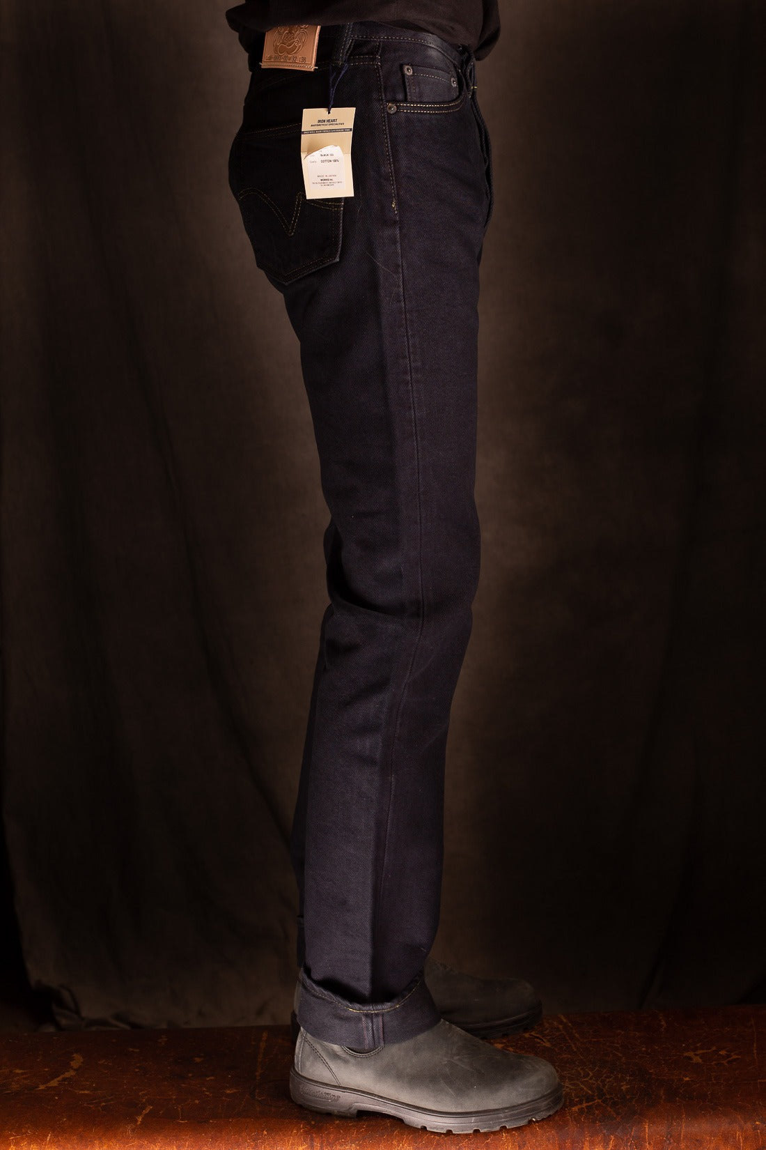 IH-888S-21od  21oz Selvedge Denim Tapered Cut Jeans - Indigo Overdyed Black