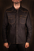 Iron Heart IHSH-33-Blk 12oz Selvedge Denim Western Shirt