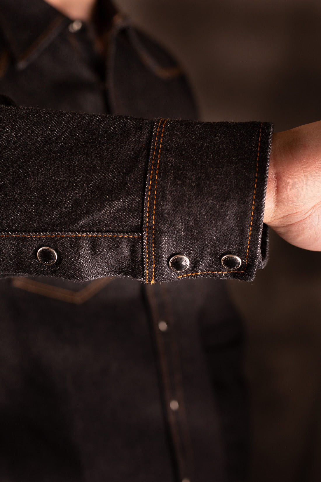 Iron Heart IHSH-33-Blk 12oz Selvedge Denim Western Shirt