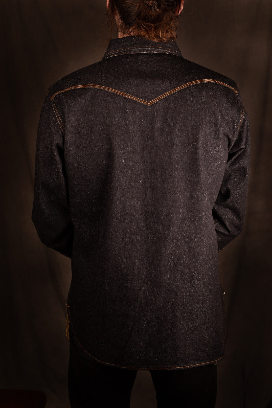 Iron Heart IHSH-33-Blk 12oz Selvedge Denim Western Shirt