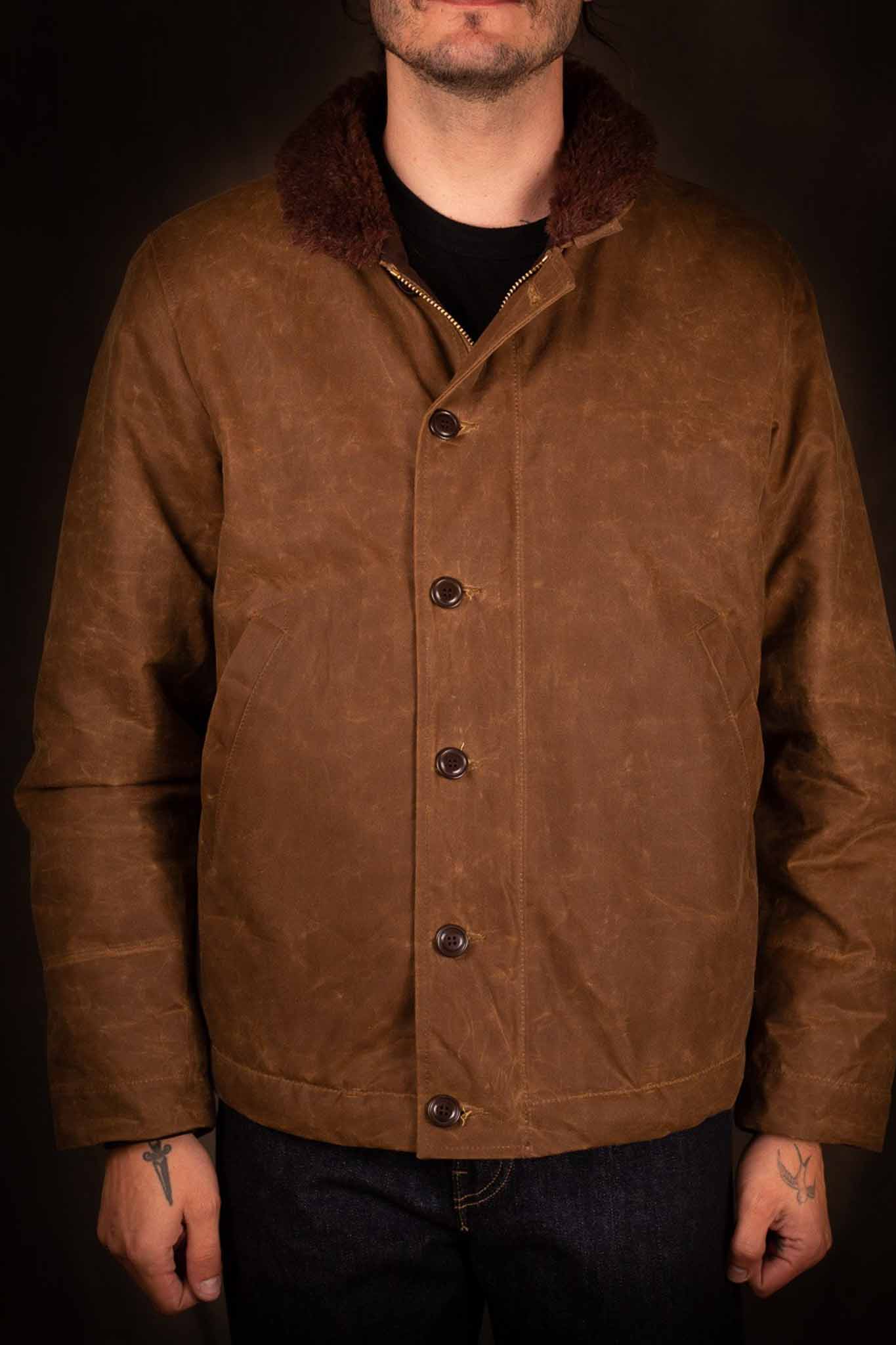 MANIFATTURA CECCARELLI - DECK JACKET WAXED CANVAS 7061-WX DARK TAN