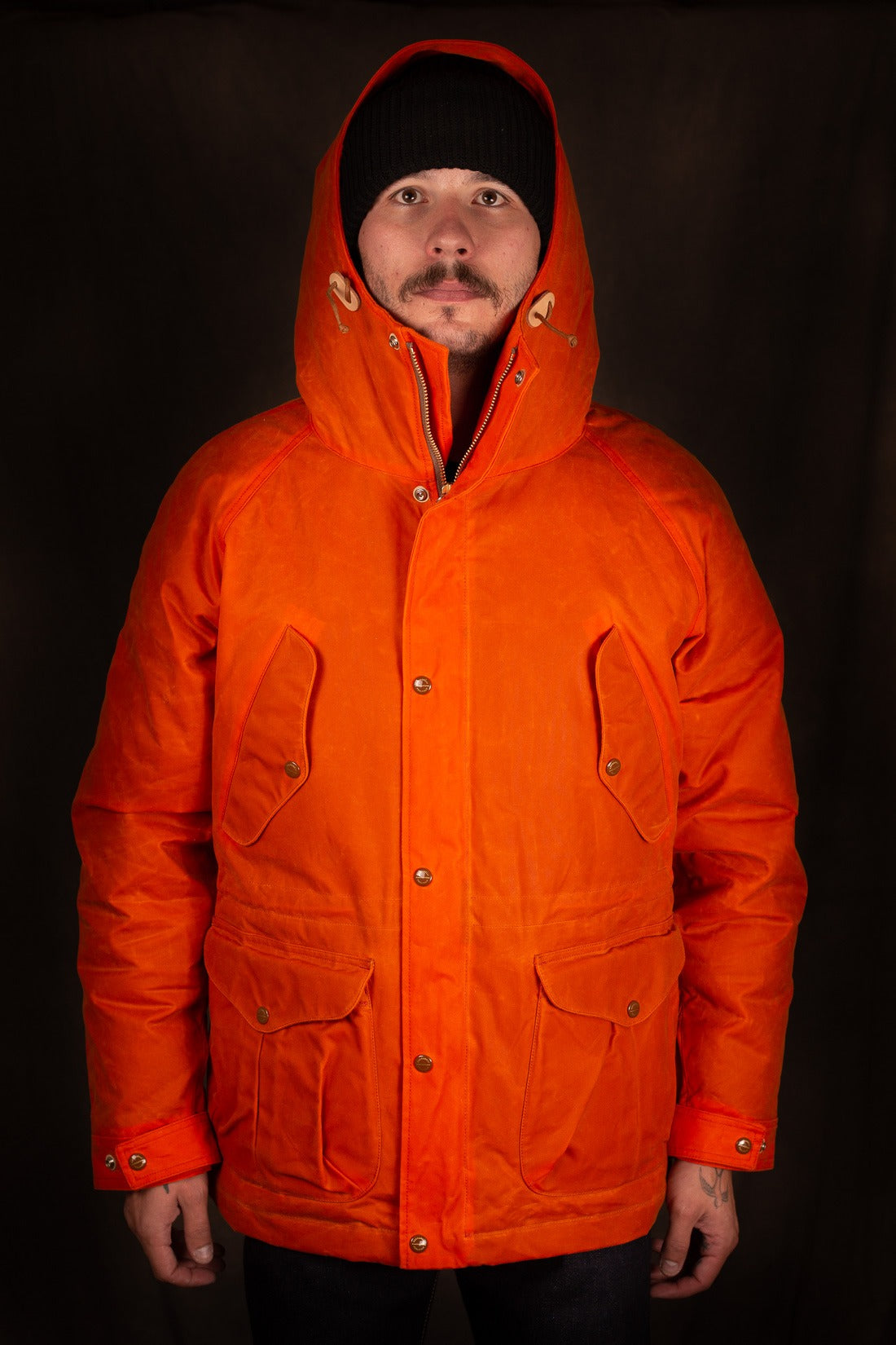MANIFATTURA CECCARELLI - DOWN PARKA JACKET WAXED CANVAS 7026-WX ORANGE
