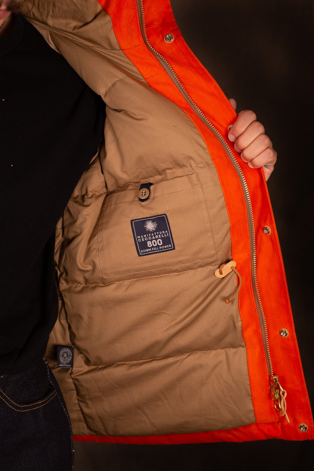 MANIFATTURA CECCARELLI - DOWN PARKA JACKET WAXED CANVAS 7026-WX ORANGE