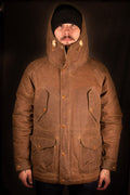 MANIFATTURA CECCARELLI - DOWN PARKA JACKET WAXED CANVAS 7026-WX DARK TAN