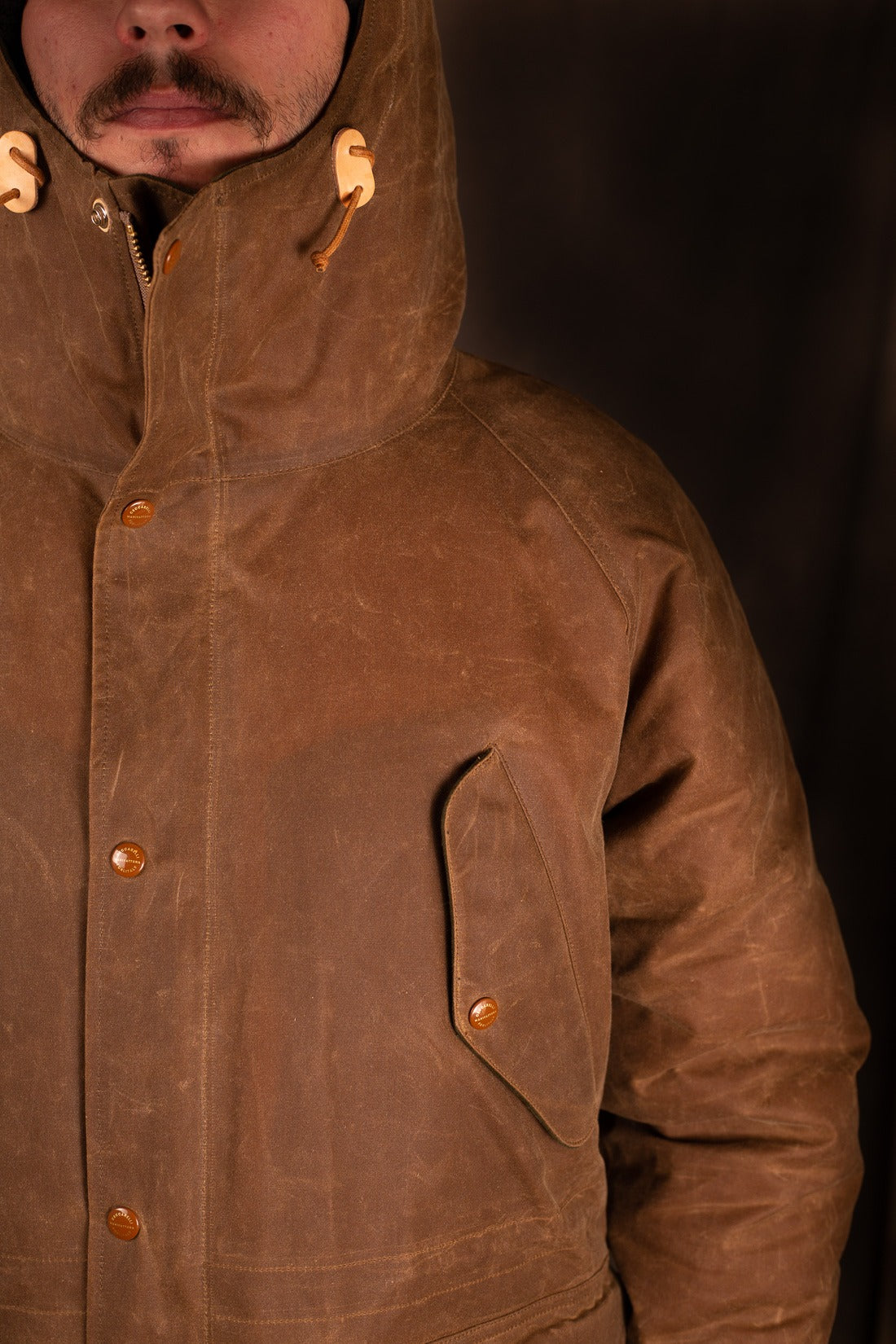 MANIFATTURA CECCARELLI - DOWN PARKA JACKET WAXED CANVAS 7026-WX DARK TAN