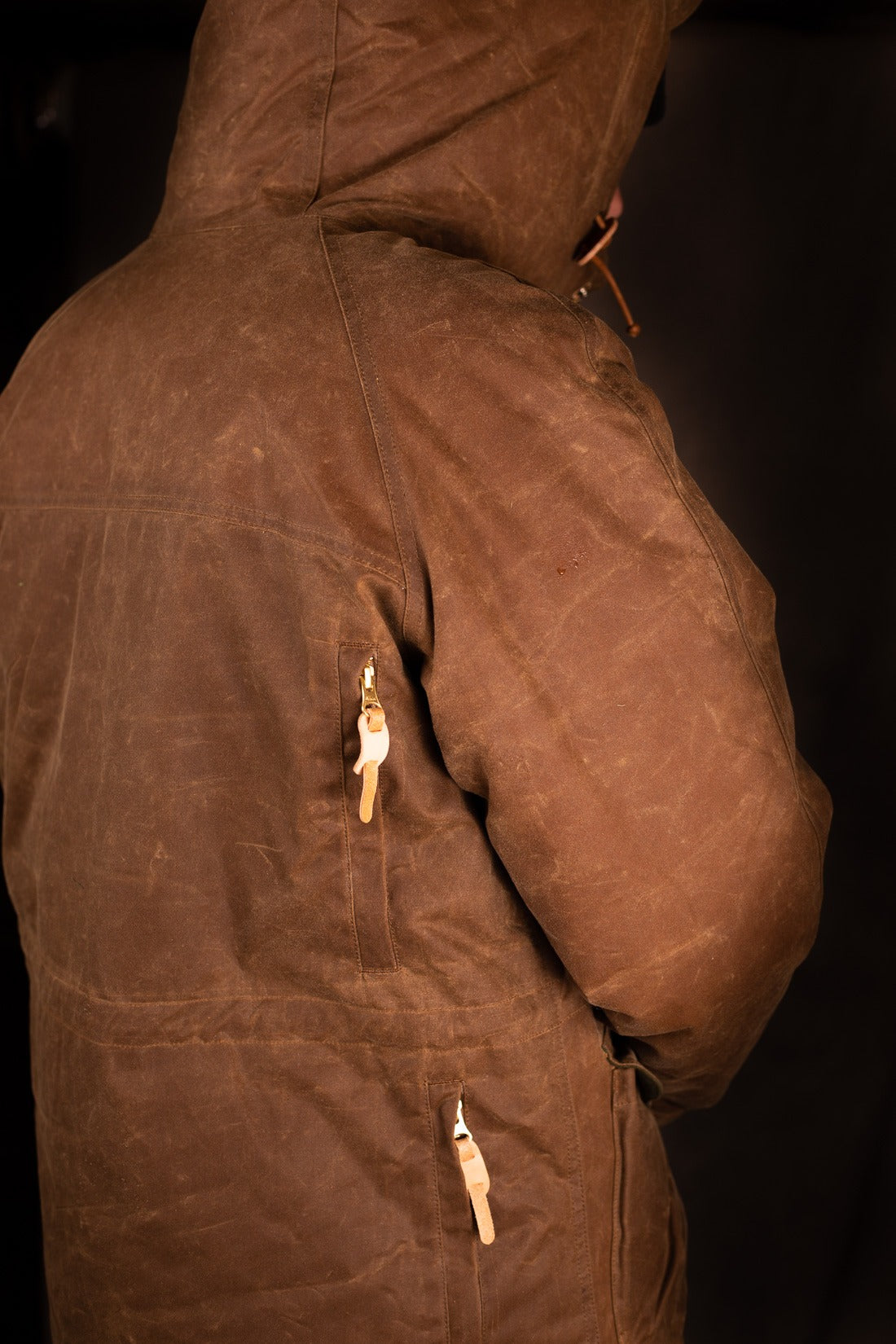 MANIFATTURA CECCARELLI - DOWN PARKA JACKET WAXED CANVAS 7026-WX DARK TAN