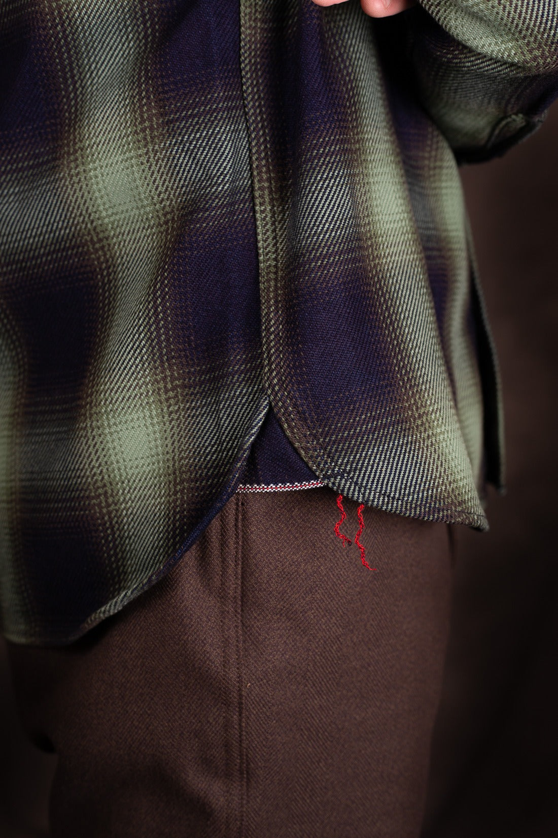 Iron Heart IHSH-349-GRN- 9oz Selvedge Ombré Check Work Shirt - Green