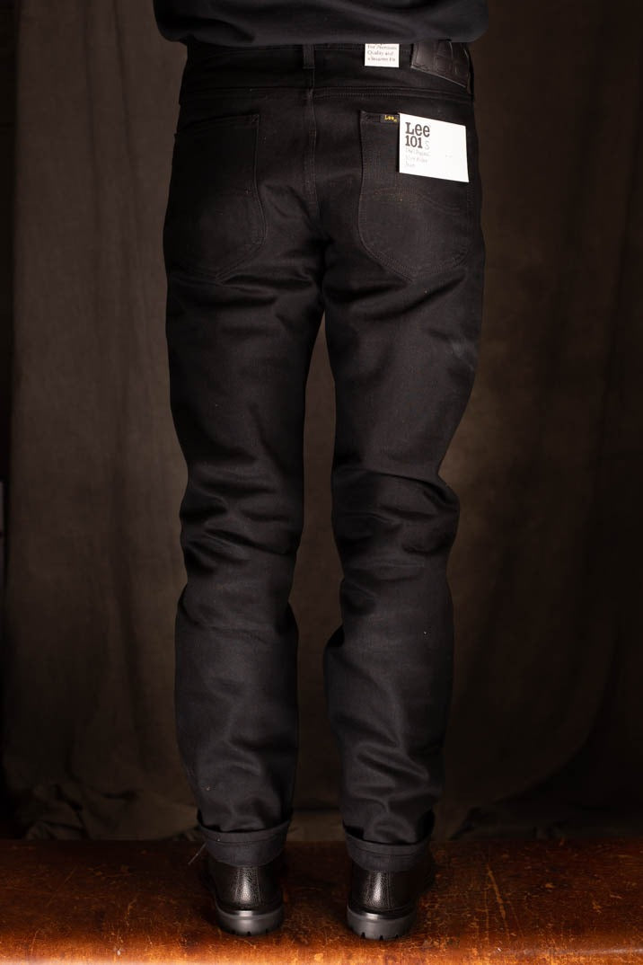 LEE 101 S REGULAR SELVAGE DENIM JEANS - DRY BLACK - 13.75 OZ