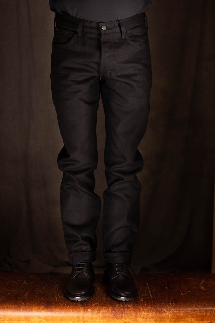 LEE 101 S REGULAR SELVAGE DENIM JEANS - DRY BLACK - 13.75 OZ