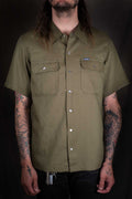Iron Heart - IHSH-286-OLV - Ripstop Short Sleeved Mechanic Shirt - Olive Green ( ONLINE ONLY! )