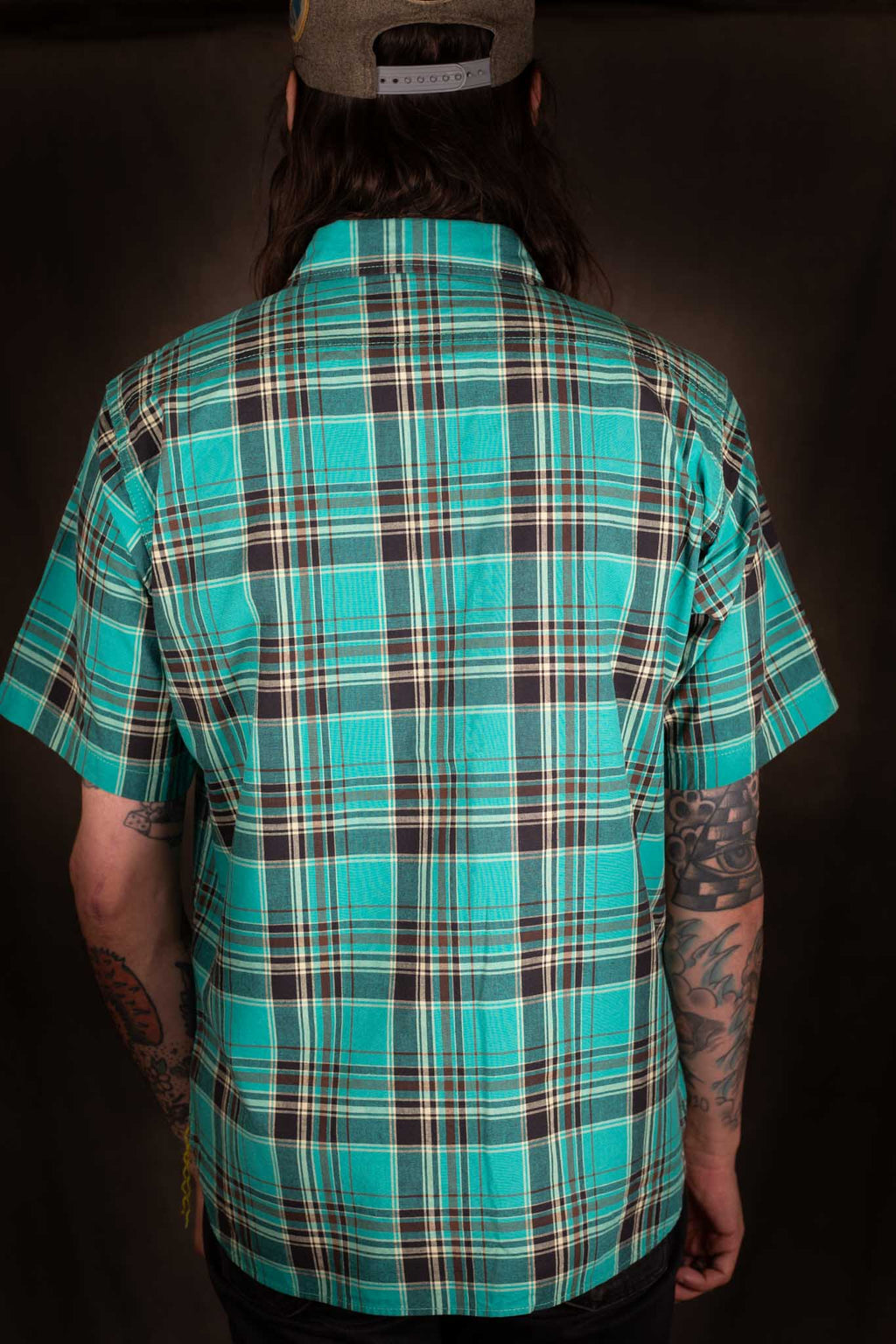 Iron Heart IHSH-360 - 5oz Selvedge Madras Check Short Sleeve Work Shirt - Green