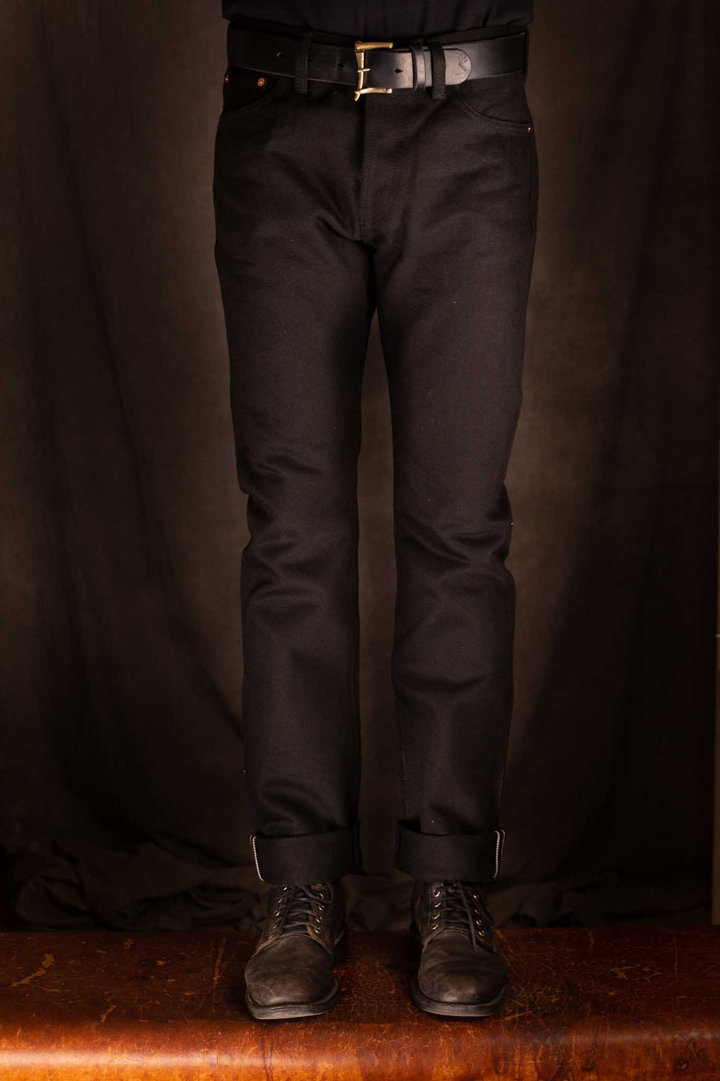 Iron Heart IH-555-SB 21oz Selvedge Denim Super Iron Heart Slim Cut Jeans - Superblack Non-Fade