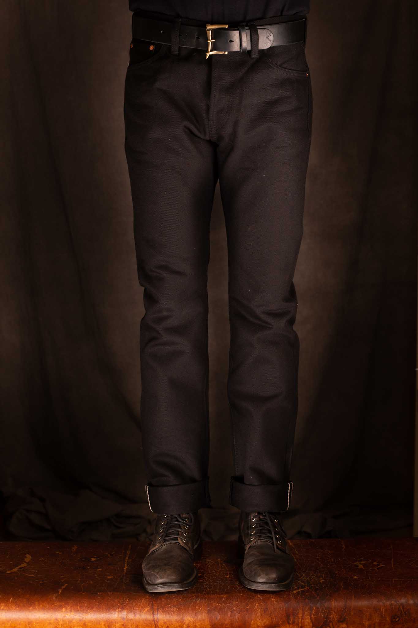 Iron Heart IH-555-SB 21oz Selvedge Denim Super Iron Heart Slim Cut Jeans - Superblack Non-Fade