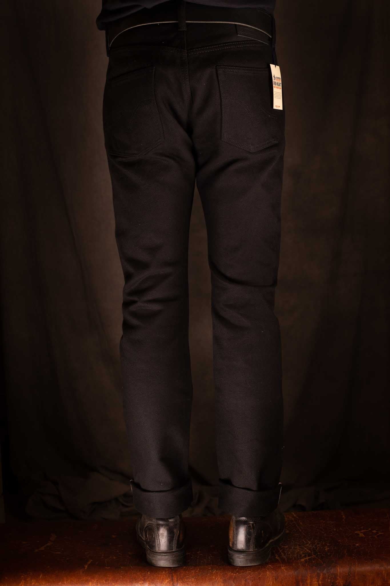 Iron Heart IH-555-SB 21oz Selvedge Denim Super Iron Heart Slim Cut Jeans - Superblack Non-Fade
