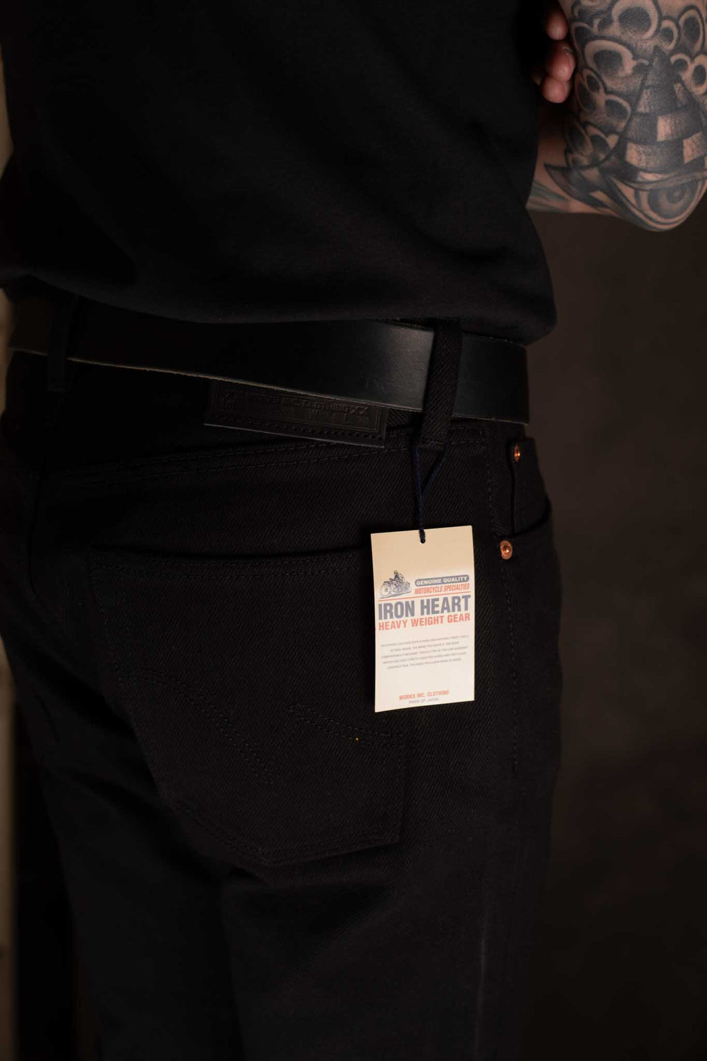 Iron Heart IH-555-SB 21oz Selvedge Denim Super Iron Heart Slim Cut Jeans - Superblack Non-Fade