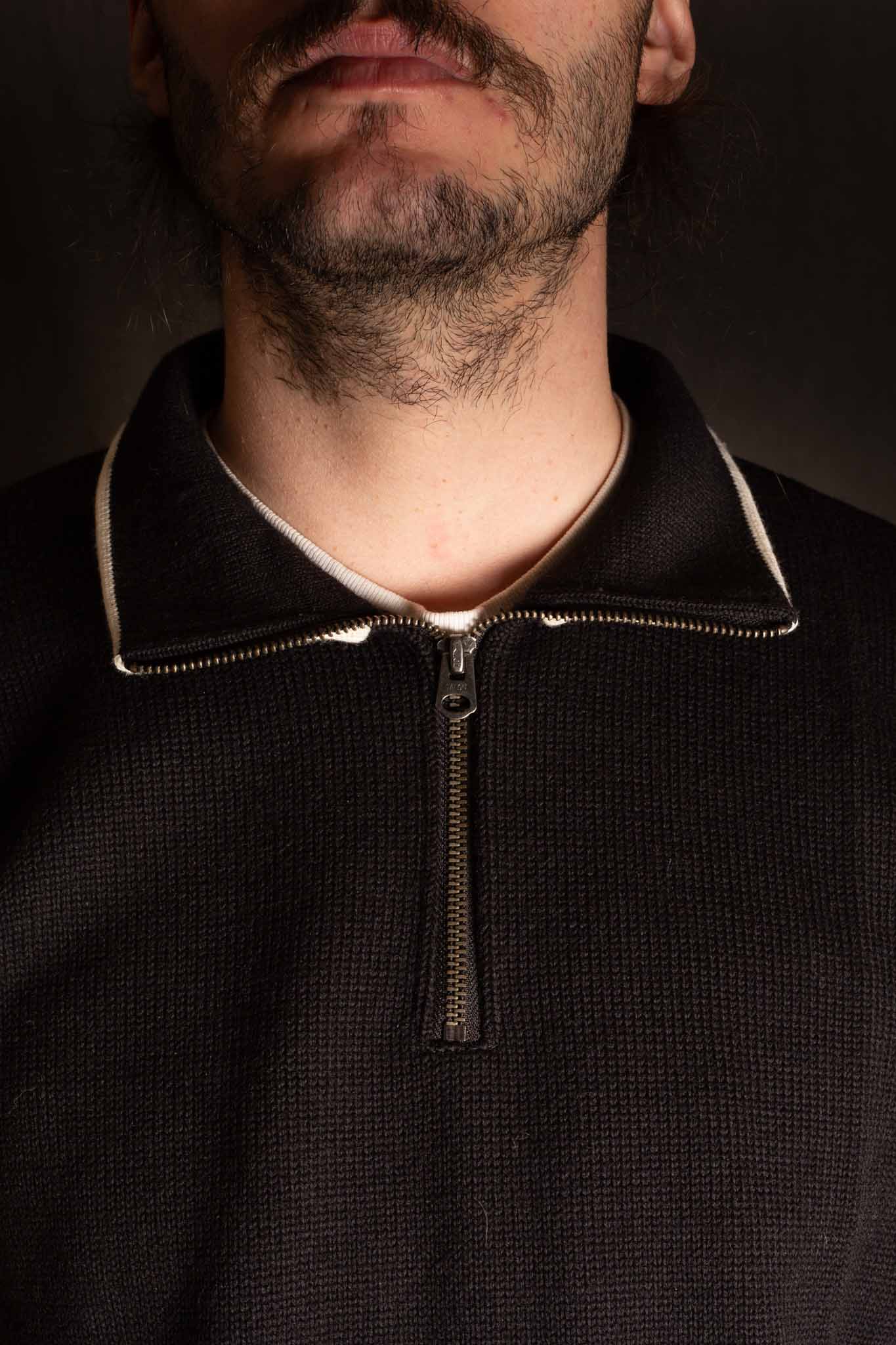 Dehen Motorcycle Sweater - Black / Off White