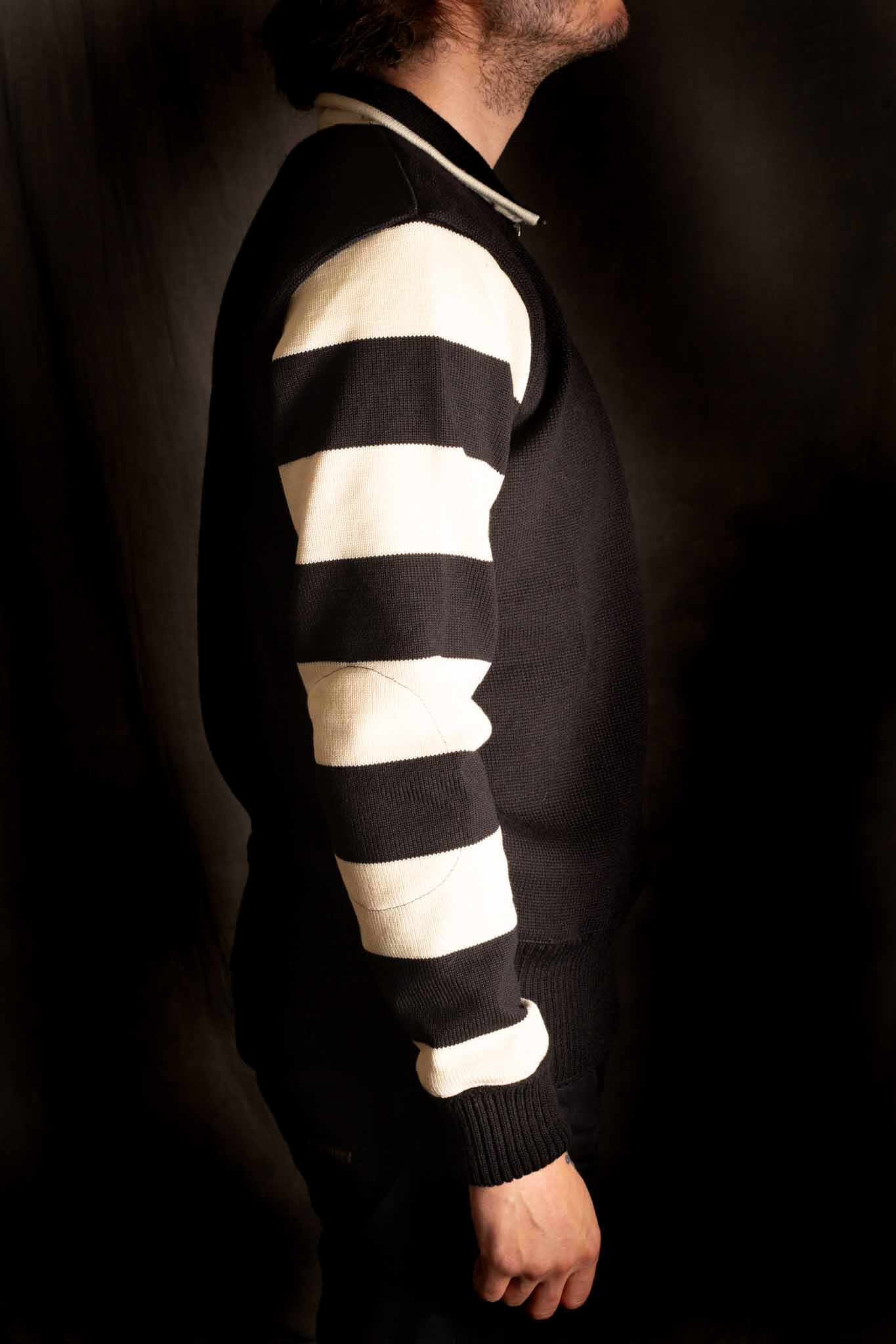 Dehen Motorcycle Sweater - Black / Off White