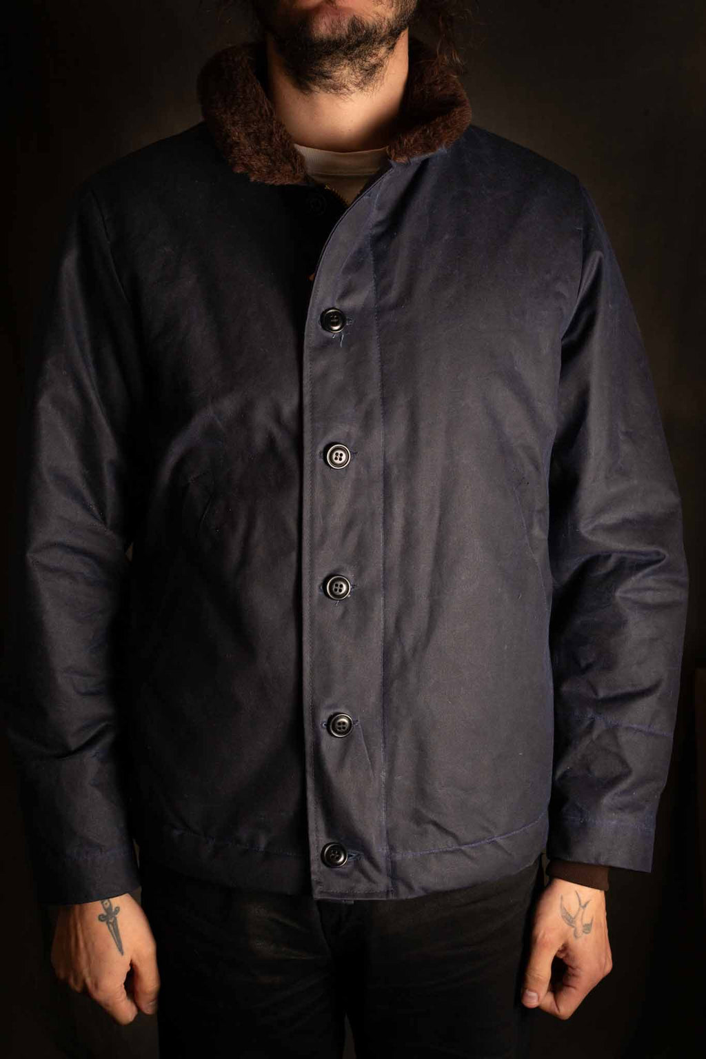 MANIFATTURA CECCARELLI - DECK JACKET WAXED CANVAS 7061-WX NAVY