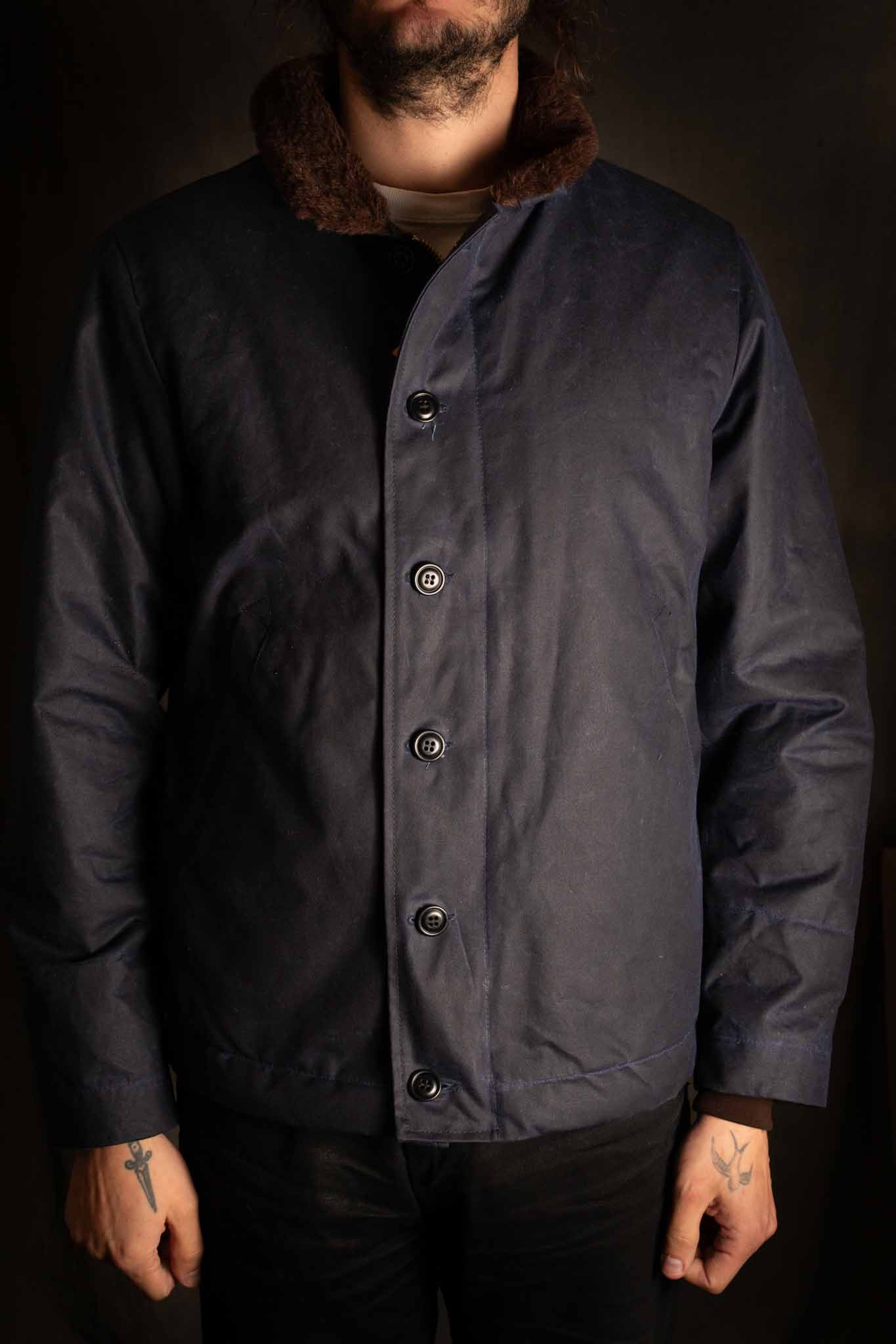 MANIFATTURA CECCARELLI - DECK JACKET WAXED CANVAS 7061-WX NAVY