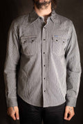 Iron Heart IHSH-365-IND 8oz Herringbone Hickory Stripe Sawtooth Western Shirt - Indigo