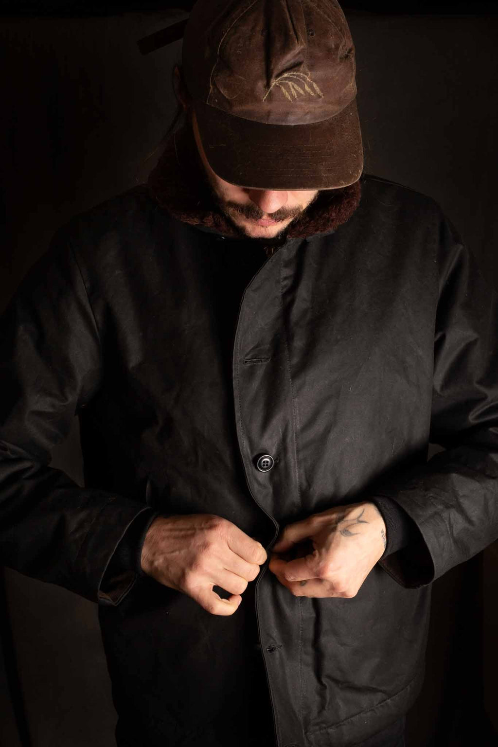 MANIFATTURA CECCARELLI - DECK JACKET WAXED CANVAS 7061-WX Black