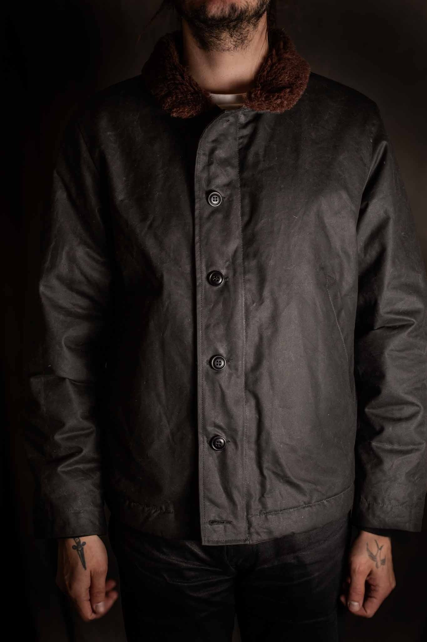 MANIFATTURA CECCARELLI - DECK JACKET WAXED CANVAS 7061-WX Black
