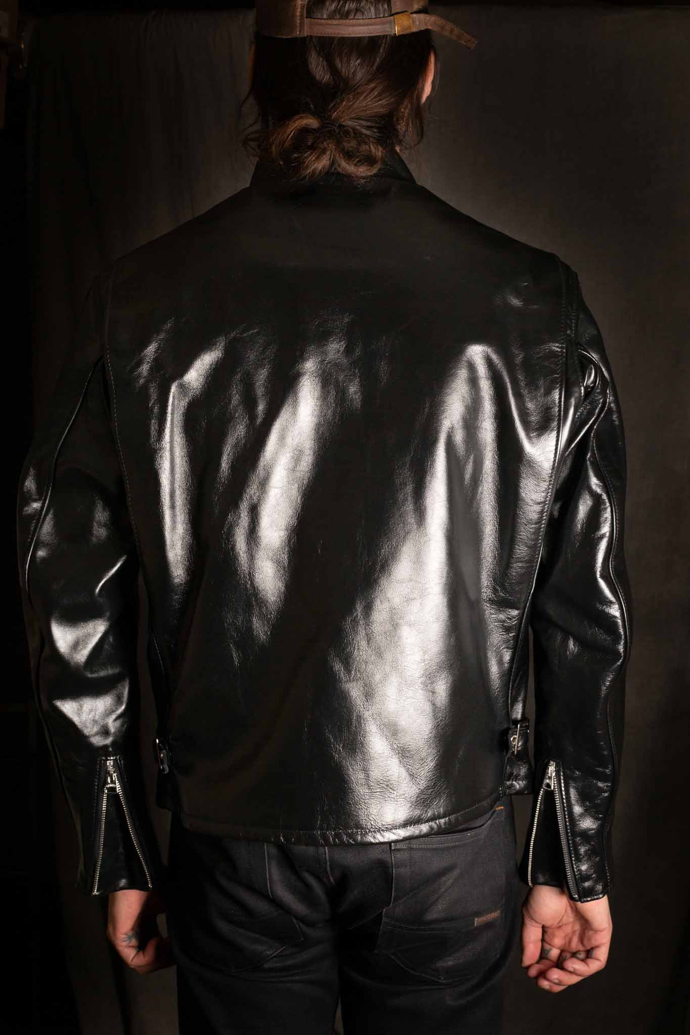 Schott 641HH Racer Black Leather Motorcycle Jacket in Horsehide