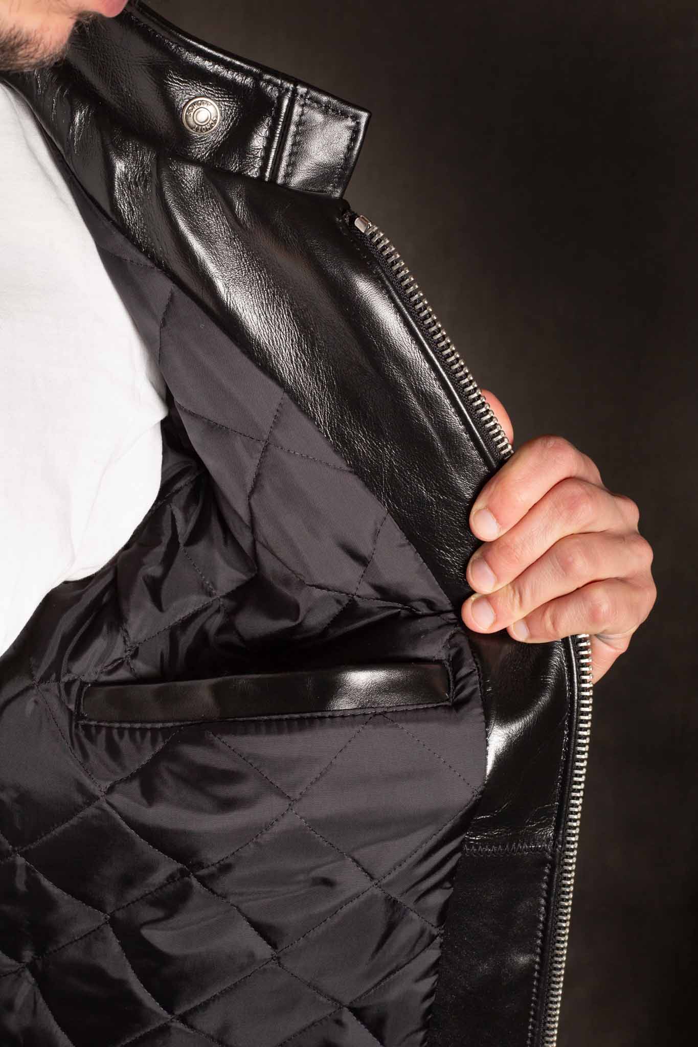 Schott 641HH Racer Black Leather Motorcycle Jacket in Horsehide