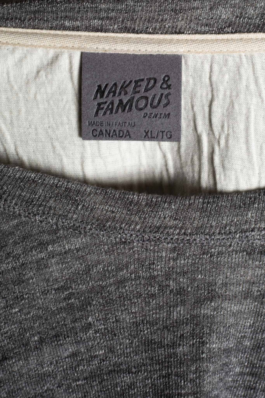 Naked And Famous Slim Crew - Vintage Doubleface - Charcoal
