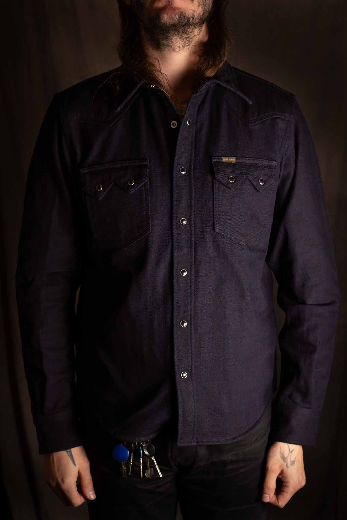 Iron Heart IHSH-368-IND 14oz Double Cloth Western Shirt - Indigo
