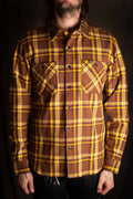 Iron Heart IHSH-378-BRN - Ultra Heavy Flannel Crazy Check Work Shirt - Brown