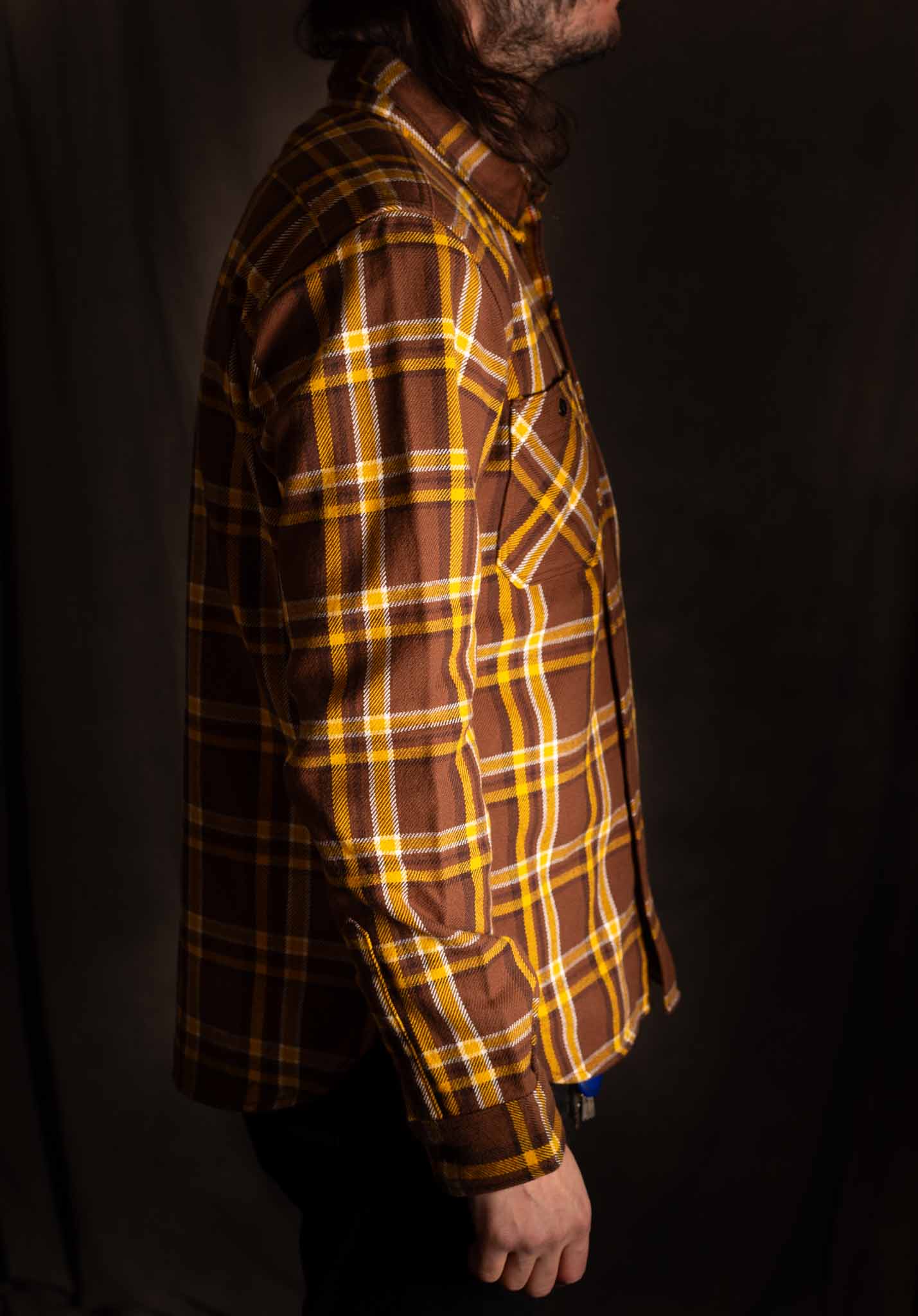 Iron Heart IHSH-378-BRN - Ultra Heavy Flannel Crazy Check Work Shirt - Brown