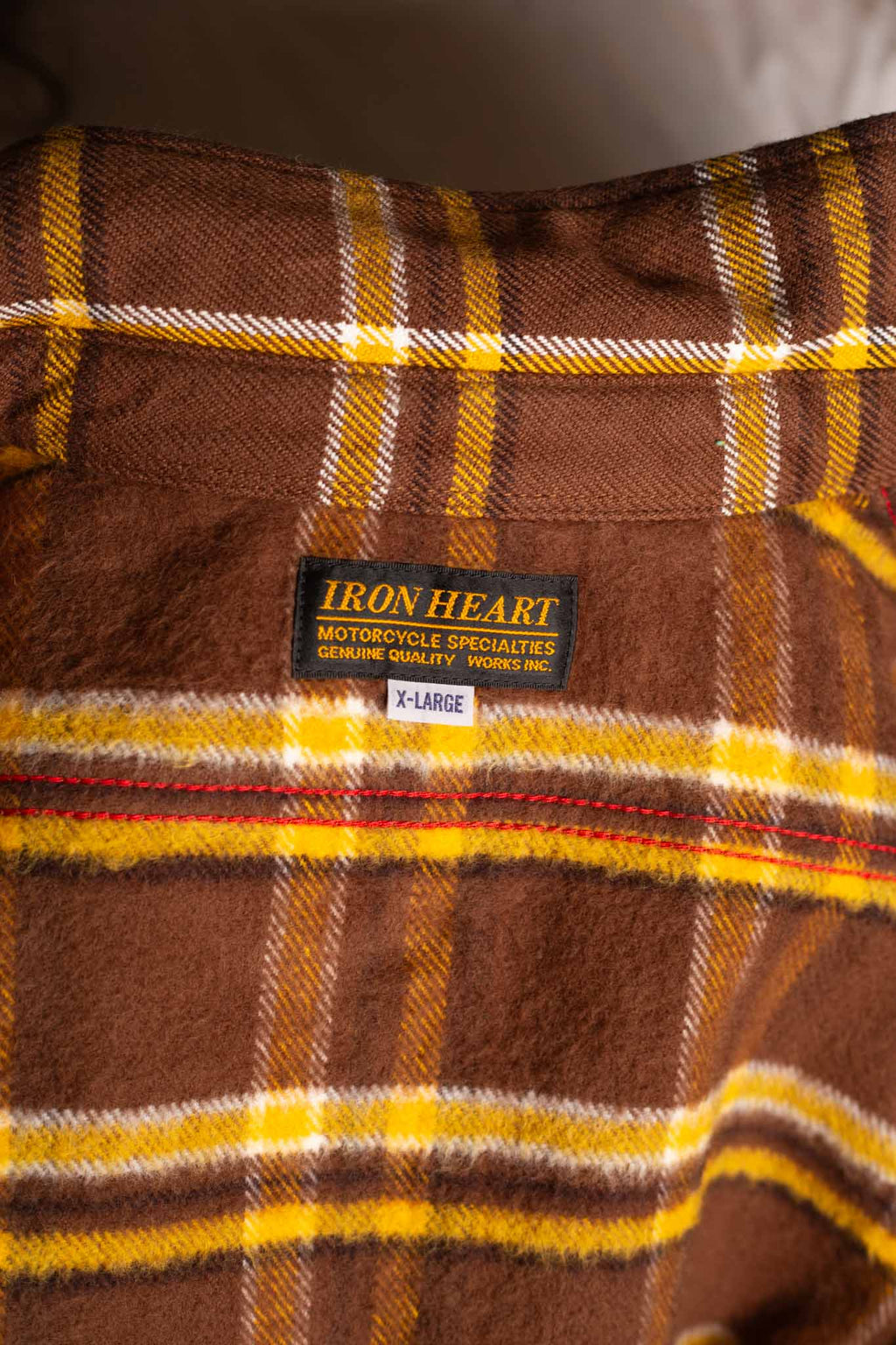 Iron Heart IHSH-378-BRN - Ultra Heavy Flannel Crazy Check Work Shirt - Brown