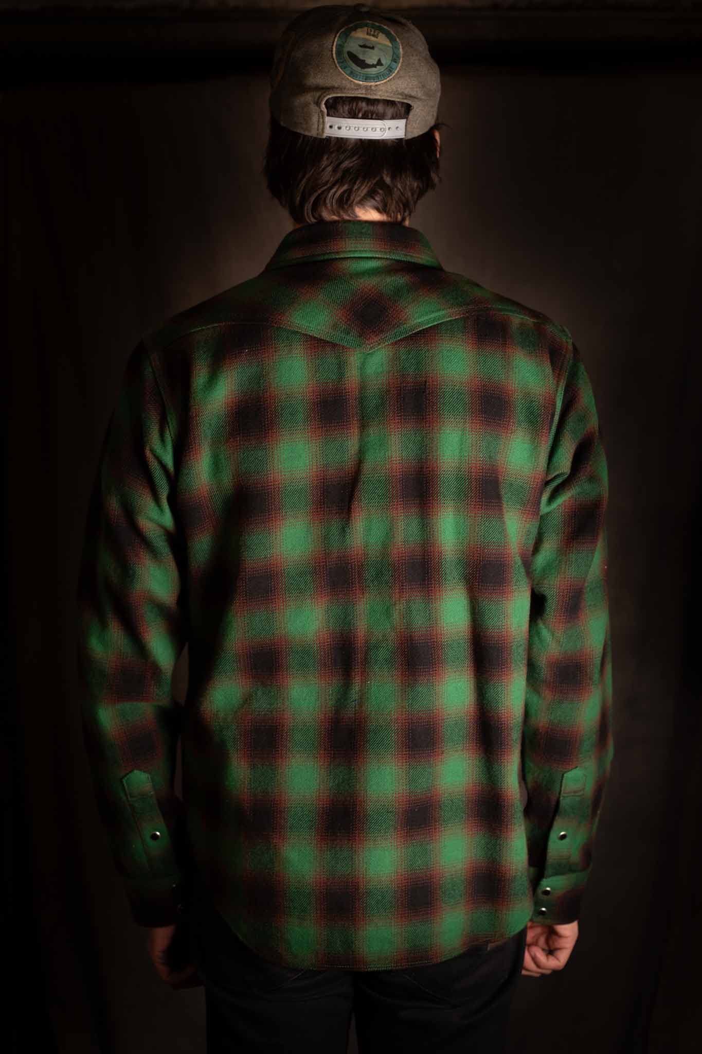Iron Heart IHSH-373-GRN Ultra Heavy Flannel Ombré Check Western Shirt - Green