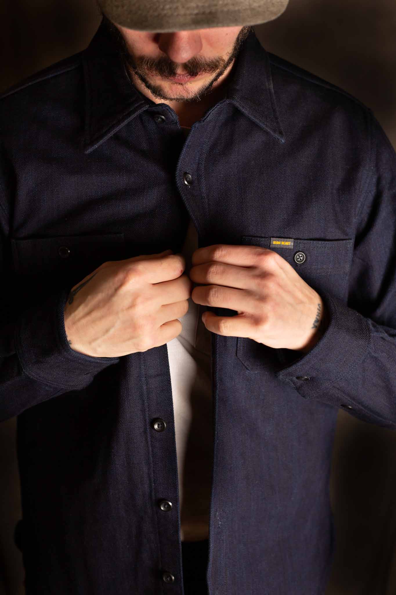 Iron Heart IHSH-374-IND - 14oz Double Cloth Work Shirt - Indigo