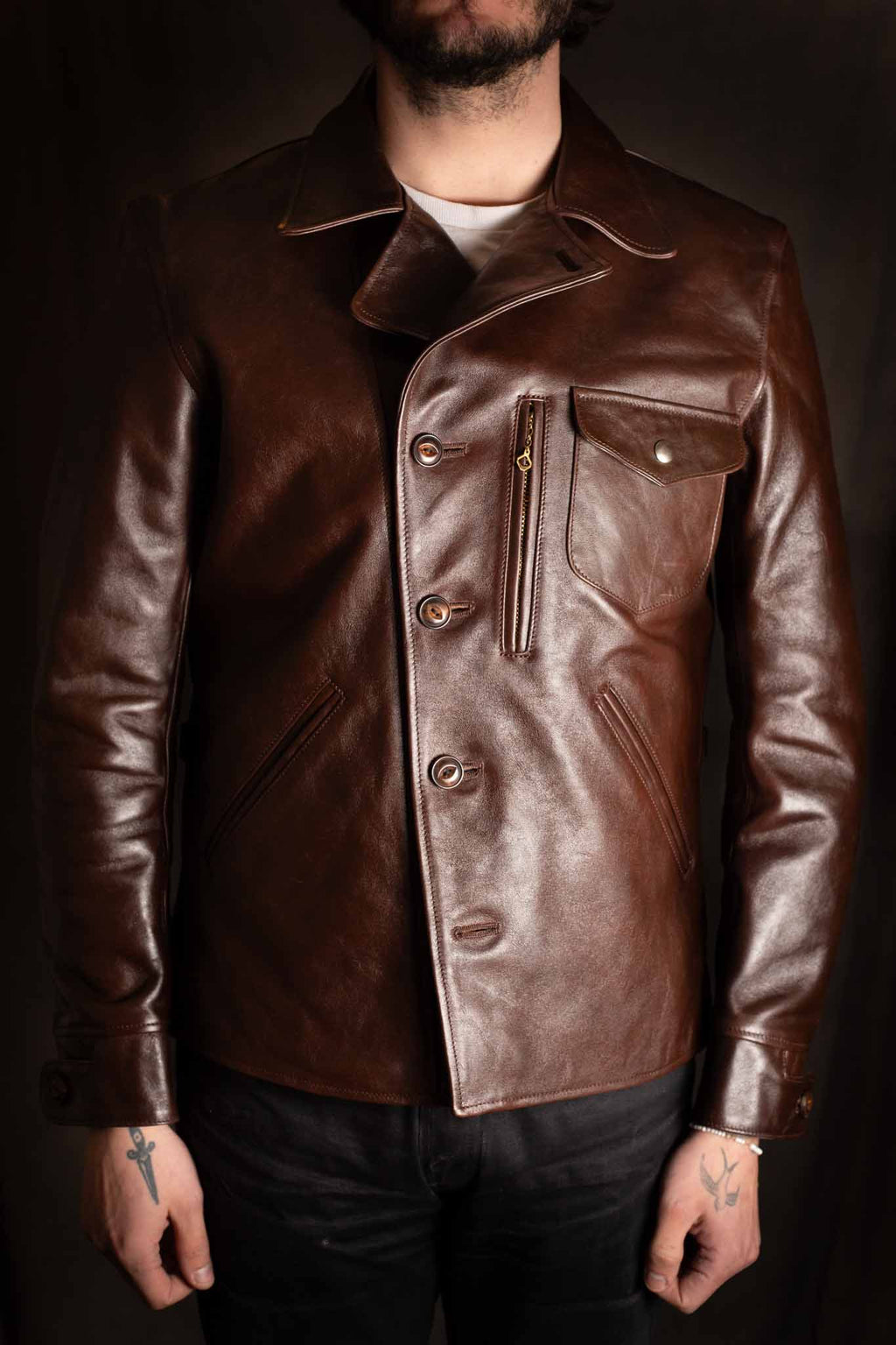 Double Helix The Rider Unus Horsehide Jacket - Dark Brown