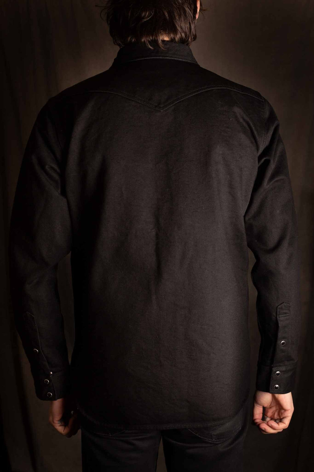 Iron Heart IHSH-295-BB 14oz Selvedge Denim Western Shirt - Black/Black