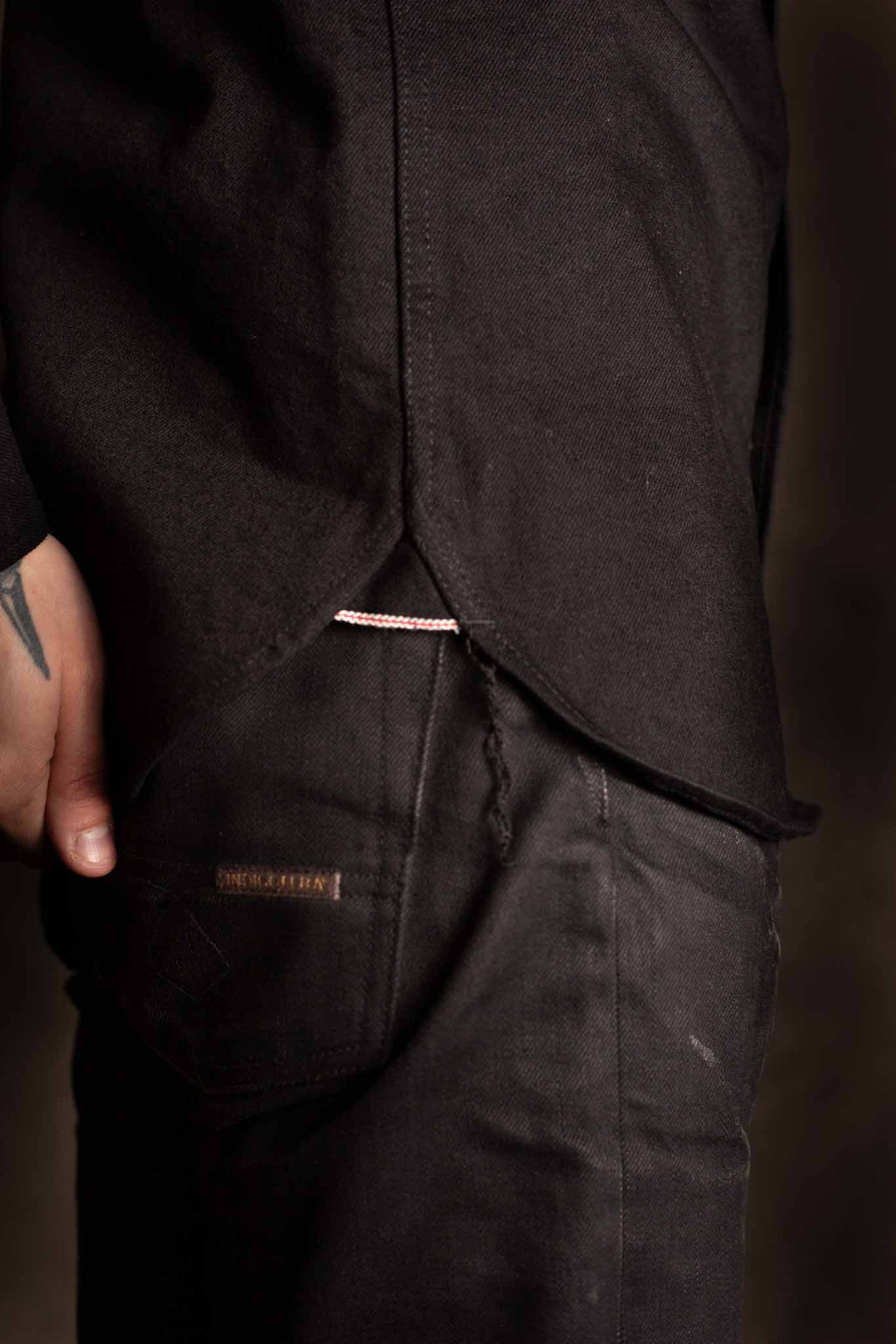 Iron Heart IHSH-295-BB 14oz Selvedge Denim Western Shirt - Black/Black