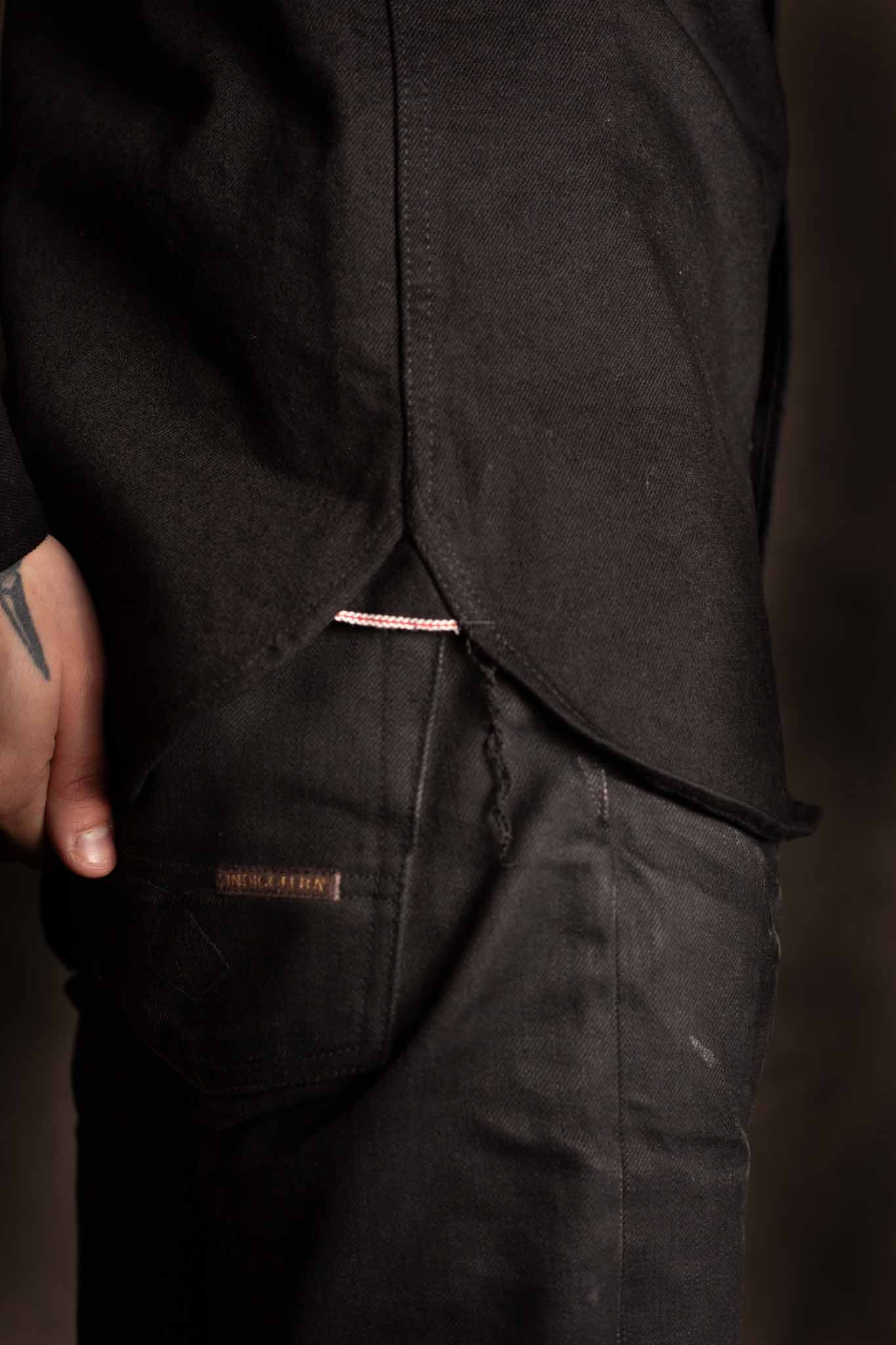 Iron Heart IHSH-295-BB 14oz Selvedge Denim Western Shirt - Black/Black