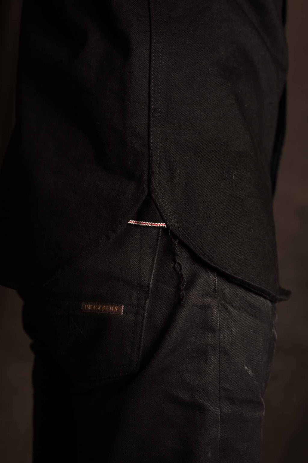 Iron Heart IHSH-295-BB 14oz Selvedge Denim Western Shirt - Black/Black