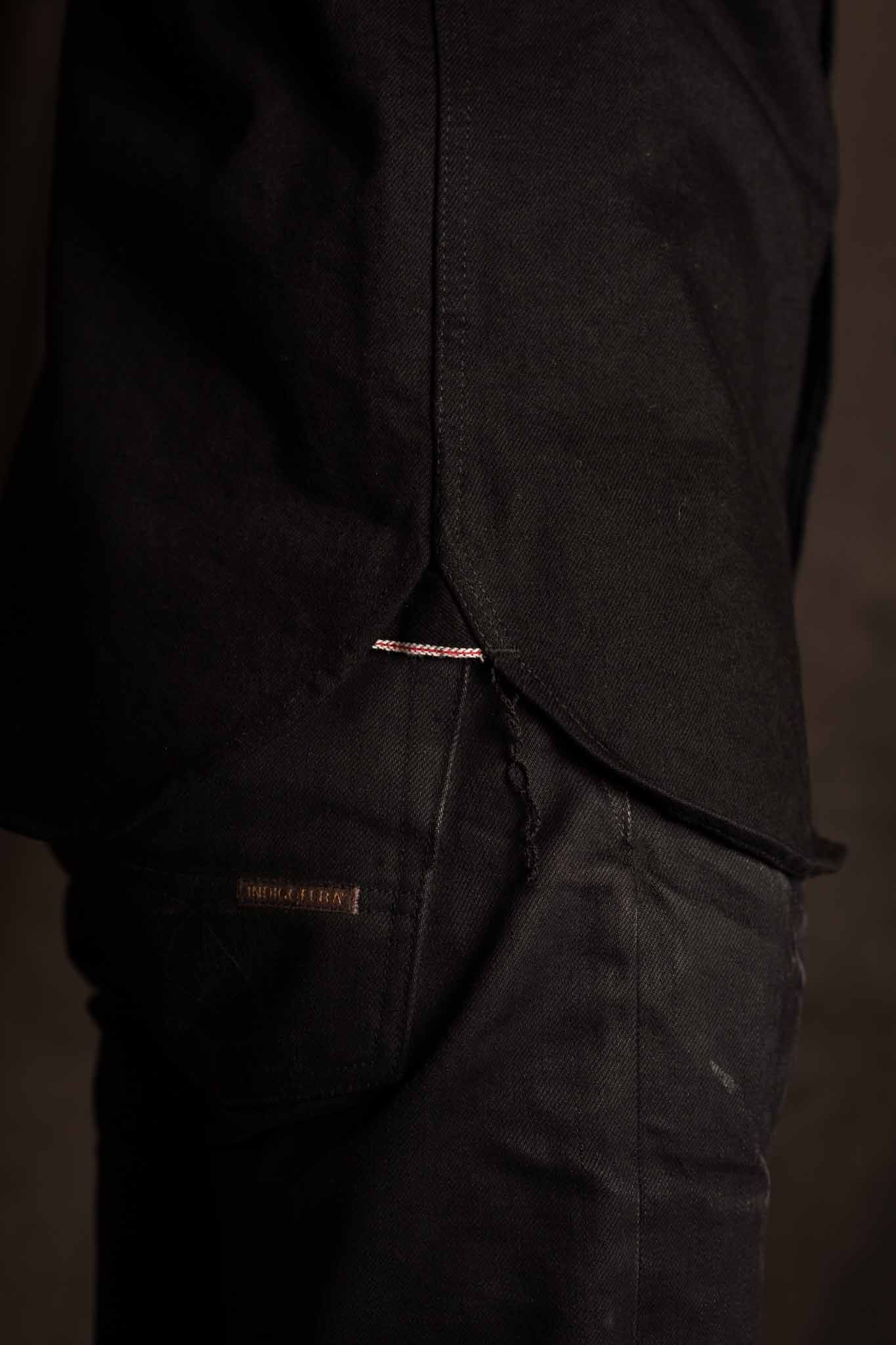 Iron Heart IHSH-295-BB 14oz Selvedge Denim Western Shirt - Black/Black