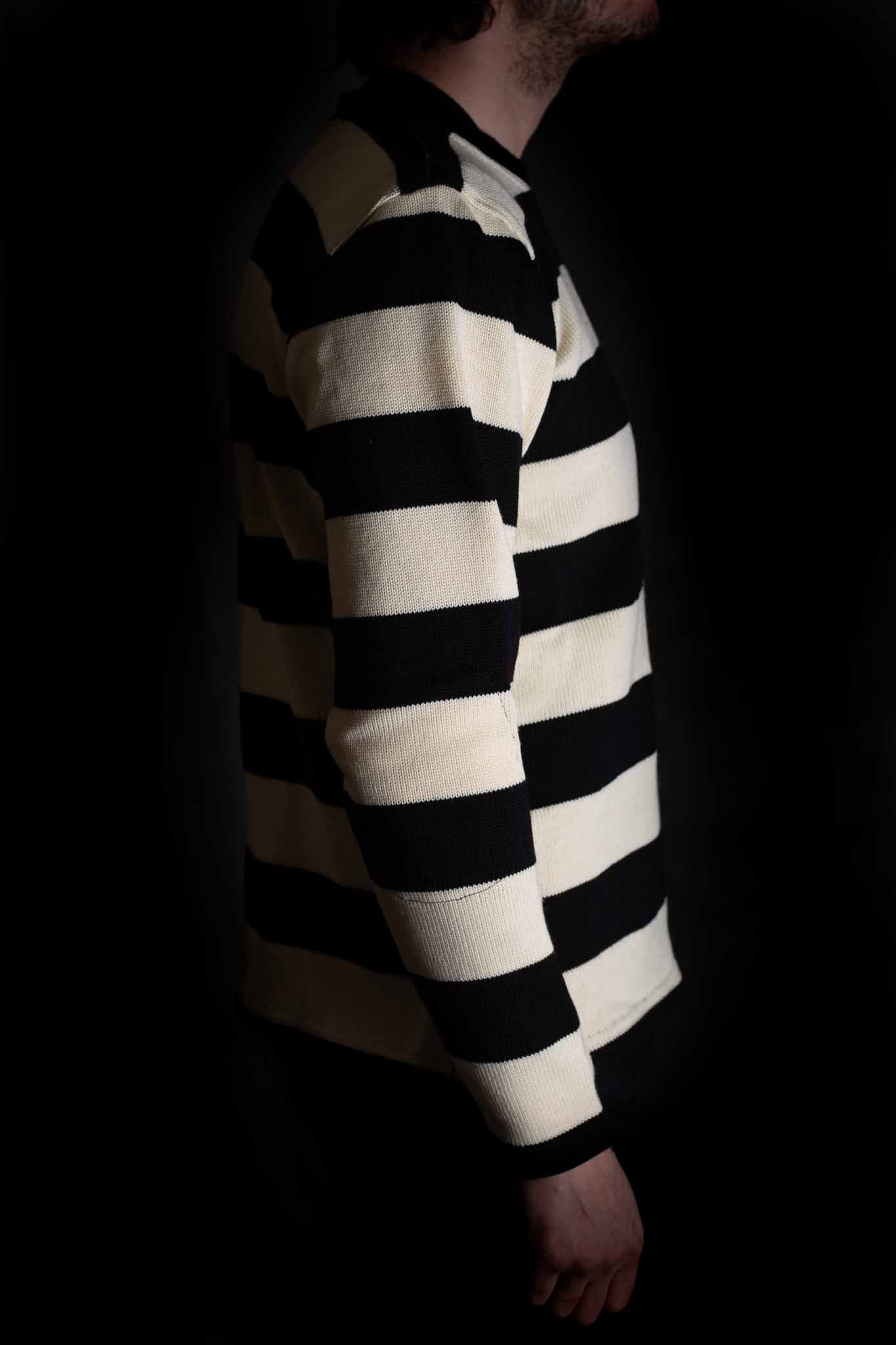 Dehen Striped Woolen Naval Crew - Black / Off White
