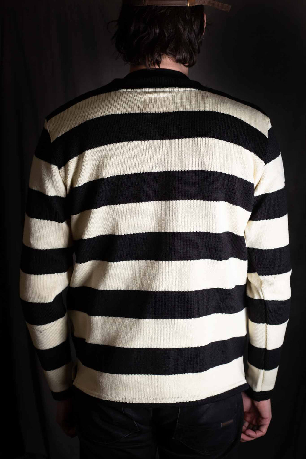 Dehen Striped Woolen Naval Crew - Black / Off White