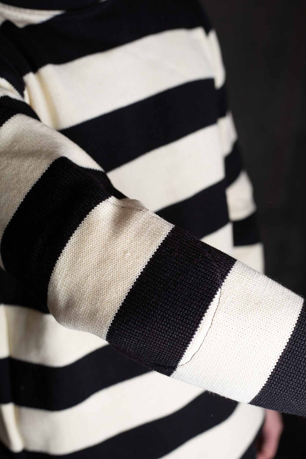 Dehen Striped Woolen Naval Crew - Black / Off White